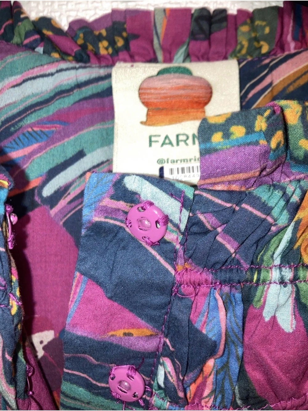 FARM Rio Purple Multi Bird & Tropical Print Long Sleeve Dress - Picture 4 of 4